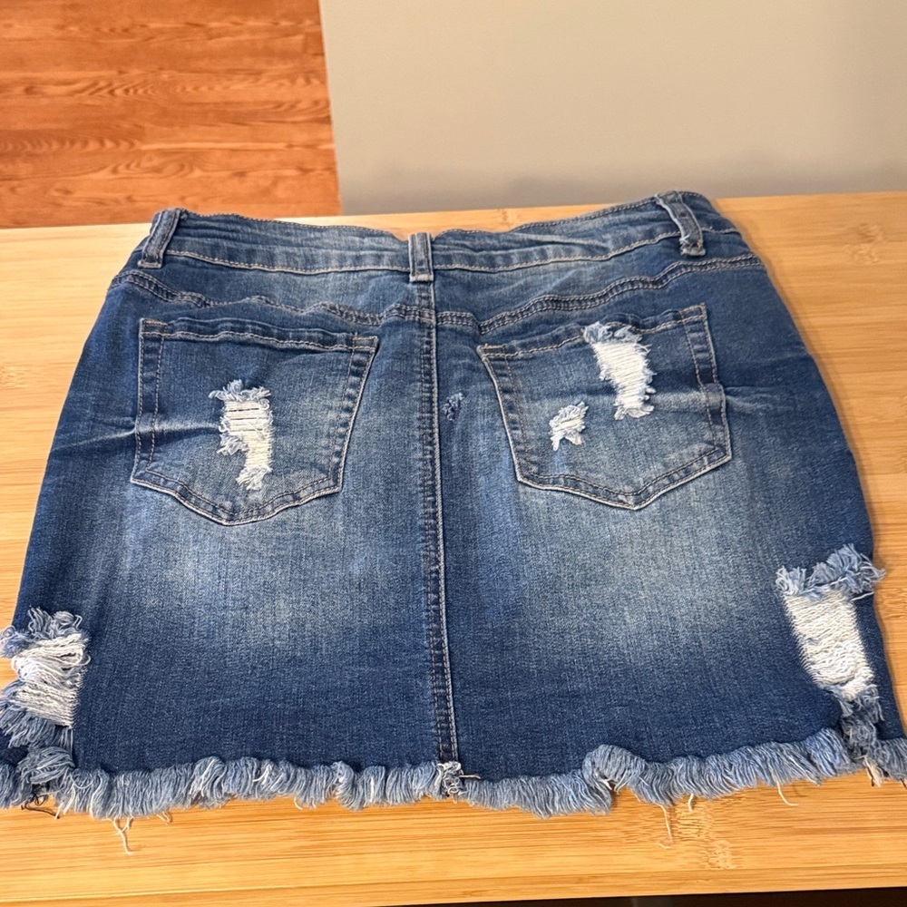 Wax Jean Ripped Indigo Mini Skirt women’s denim skirt Boho skirts size M - Picture 12 of 12